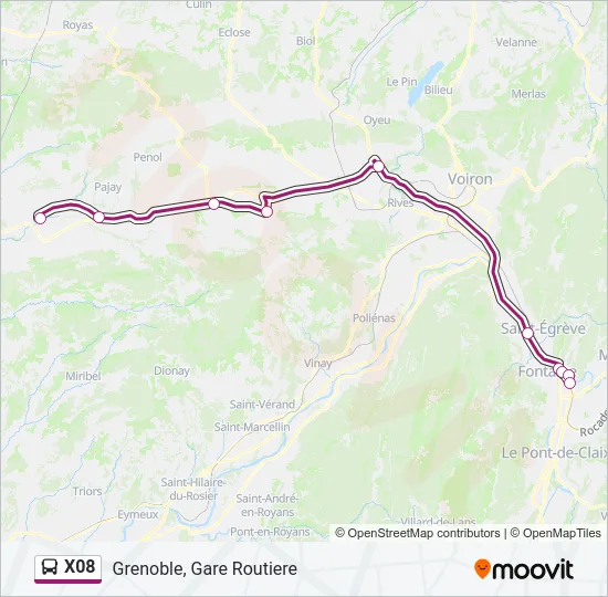 X08 Bus Line Map