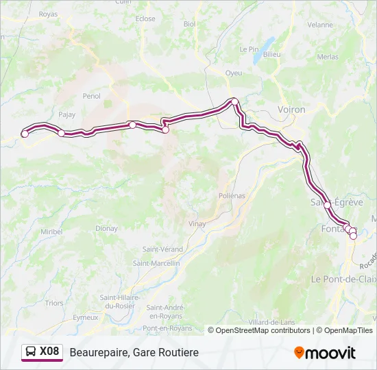X08 Bus Line Map