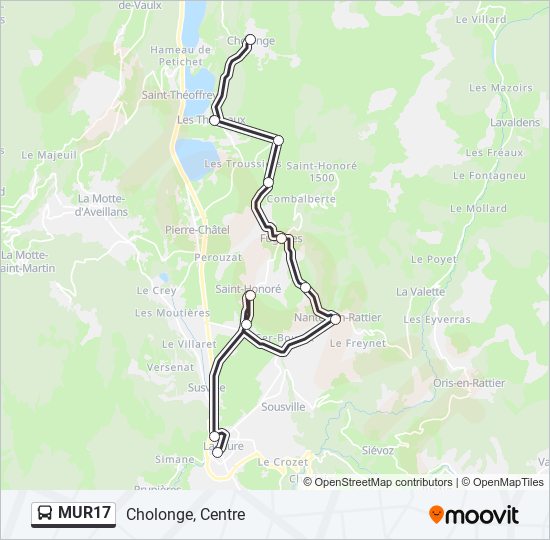 Plan de la ligne MUR17 de bus