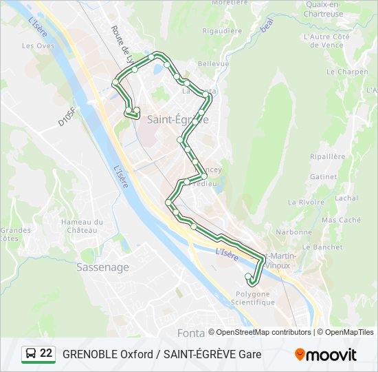 22 bus Line Map