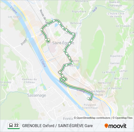 Plan de la ligne 22 de bus