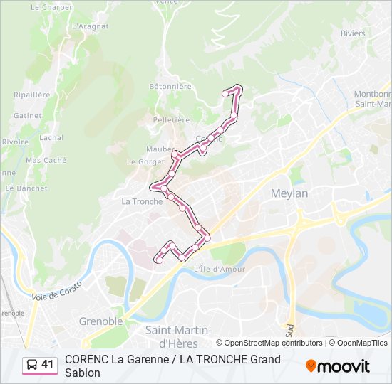 Plan de la ligne 41 de bus