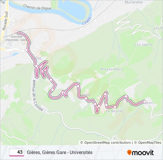 43 bus Line Map