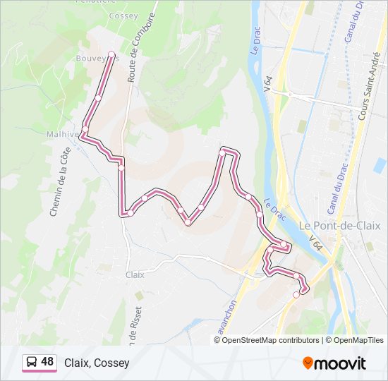 Plan de la ligne 48 de bus