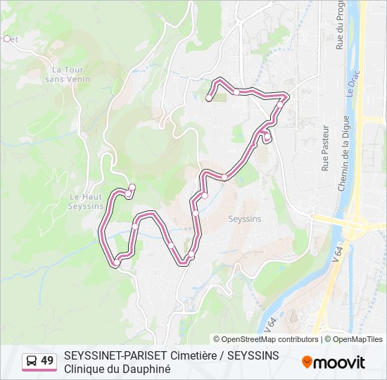 Plan de la ligne 49 de bus