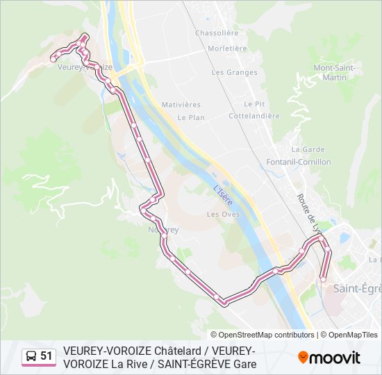 Plan de la ligne 51 de bus