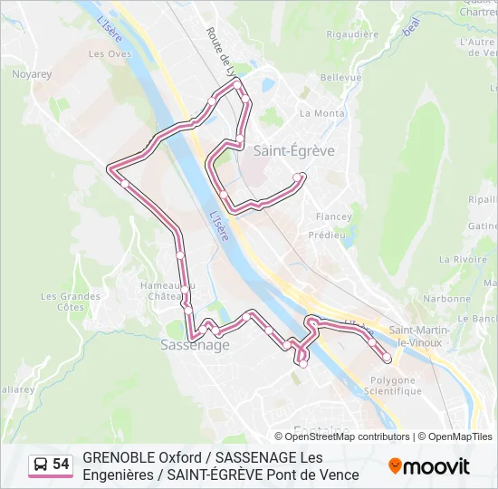54 Bus Line Map