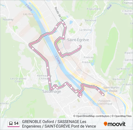 54 Bus Line Map