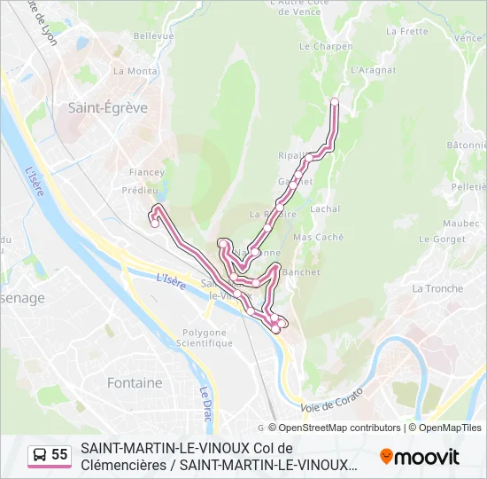 55 Bus Line Map
