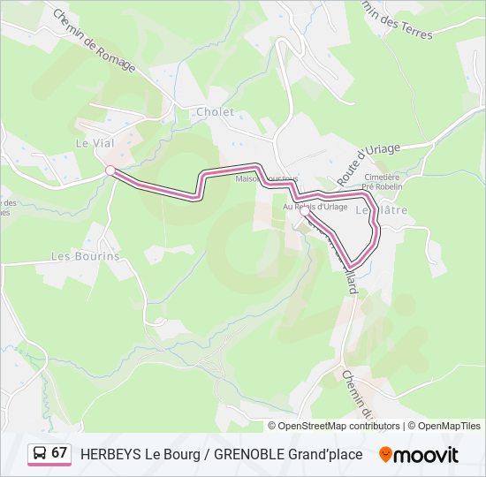 Plan de la ligne 67 de bus