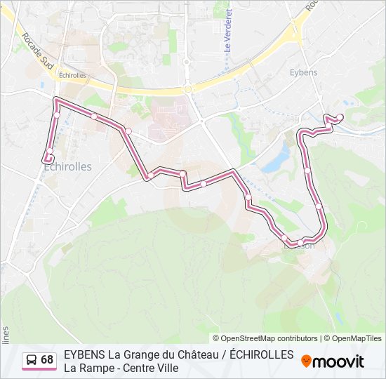 Plan de la ligne 68 de bus