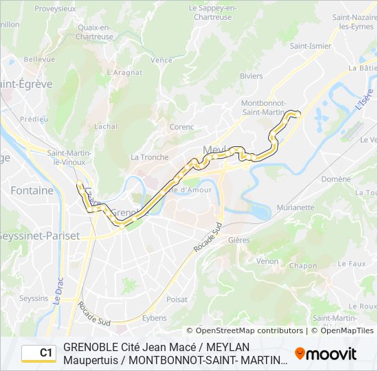 c1 Route: Schedules, Stops & Maps - Montbonnot-Saint-Martin, Pré De L ...