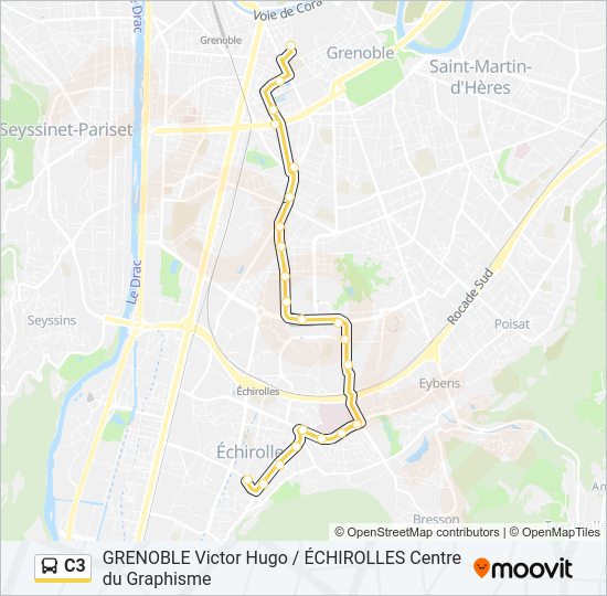 Plan de la ligne C3 de bus