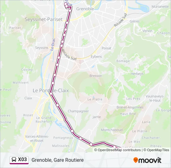 X03 Bus Line Map