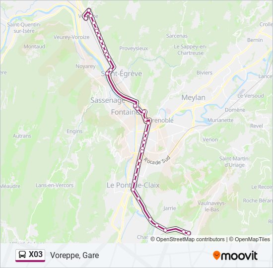 Mapa de X03 de autobús