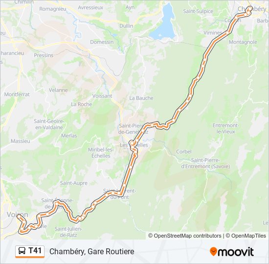 Plan de la ligne T41 de bus