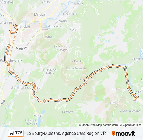 T75 Bus Line Map
