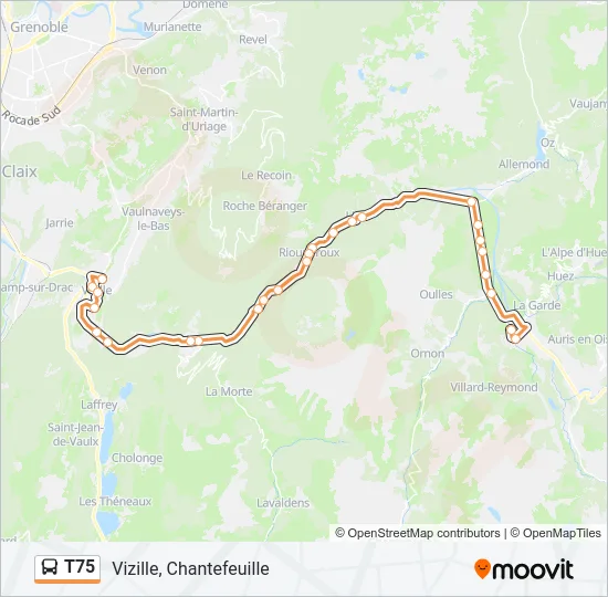 T75 Bus Line Map