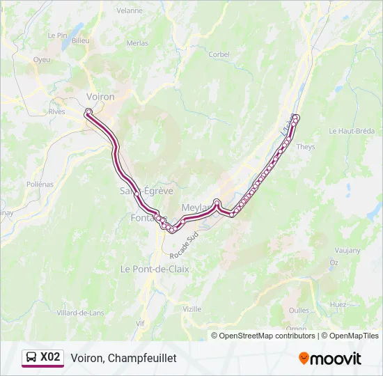 X02 Bus Line Map