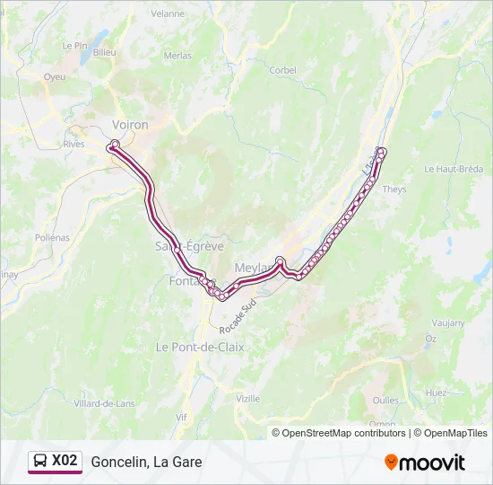 X02 Bus Line Map