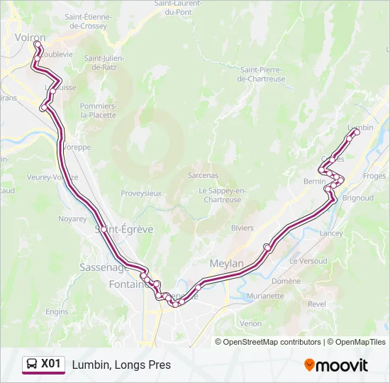 X01 Bus Line Map