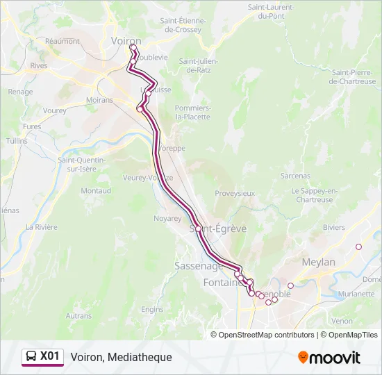 X01 Bus Line Map