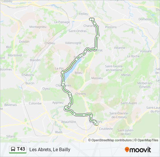 Plan de la ligne T43 de bus