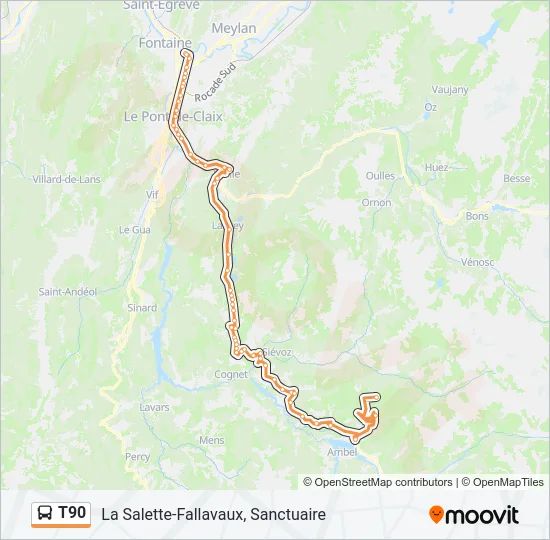 T90 Bus Line Map
