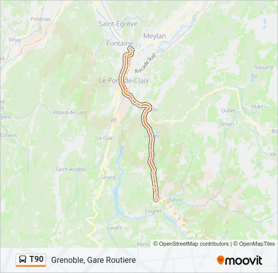 T90 Bus Line Map