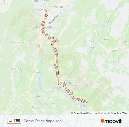 T90 Bus Line Map