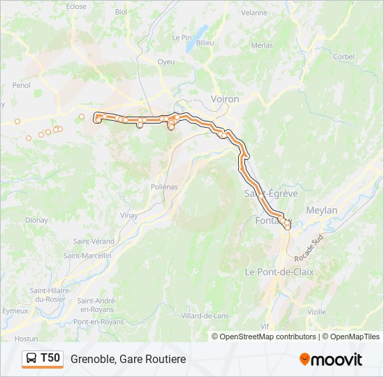 Mapa de T50 de autobús