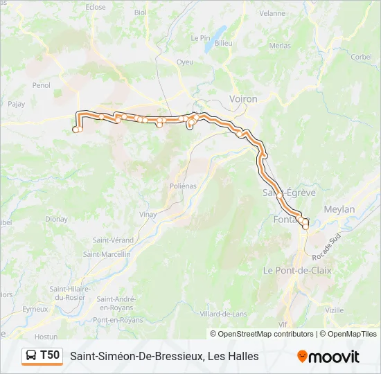 T50 Bus Line Map