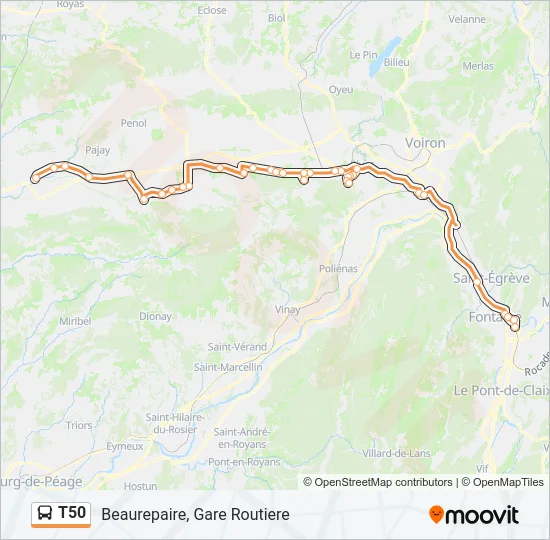 T50 Bus Line Map