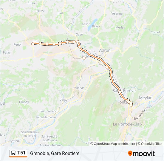 Mapa de T51 de autobús