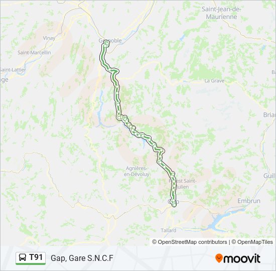 T91 bus Line Map