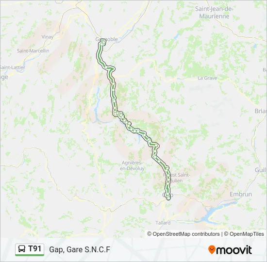 T91 Bus Line Map