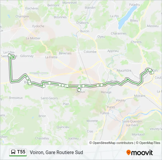 T55 Bus Line Map