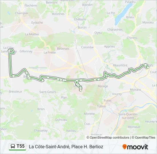 T55 Bus Line Map