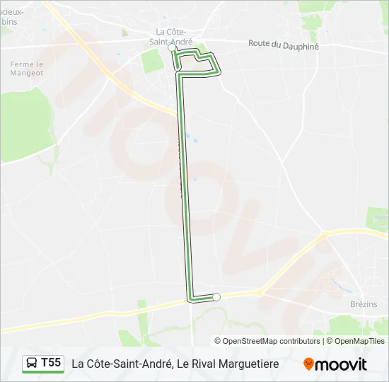 T55 Bus Line Map