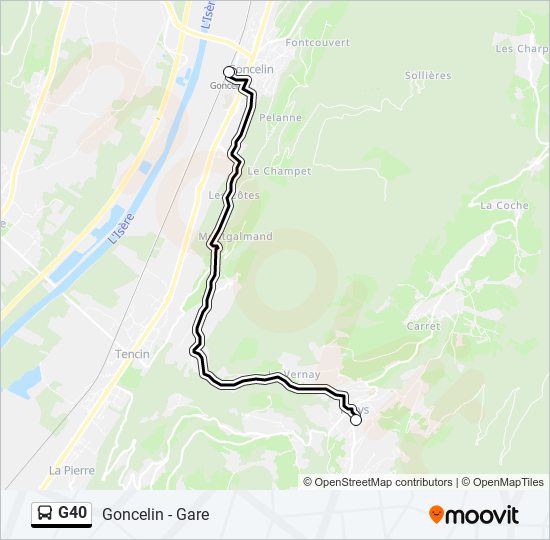 Plan de la ligne G40 de bus