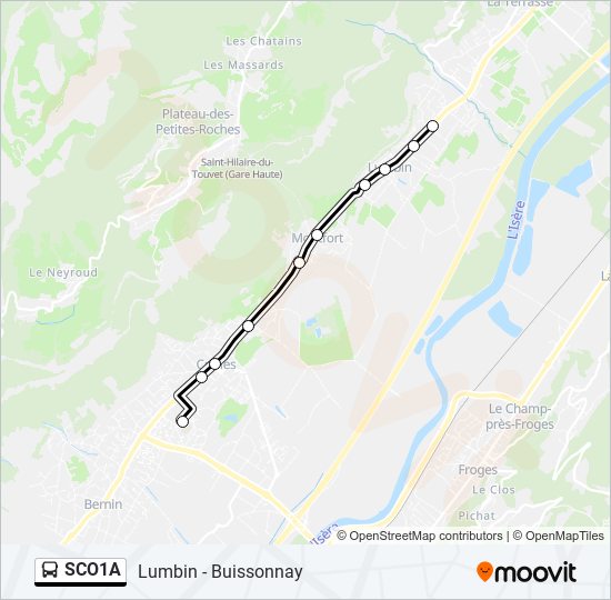 Plan de la ligne SCO1A de bus