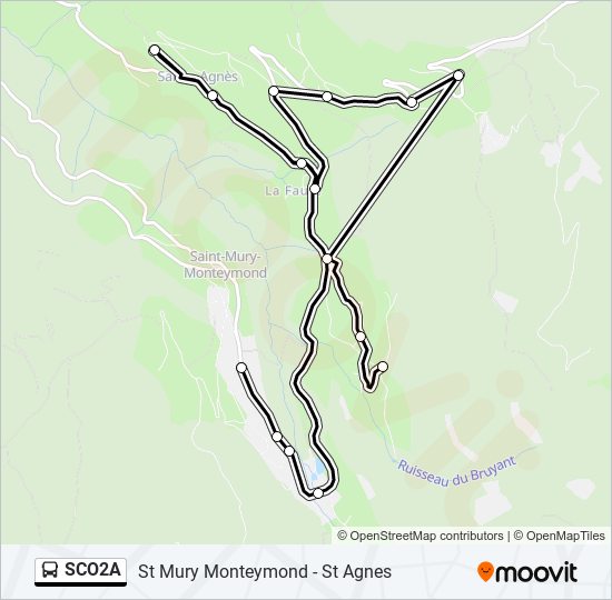 Plan de la ligne SCO2A de bus