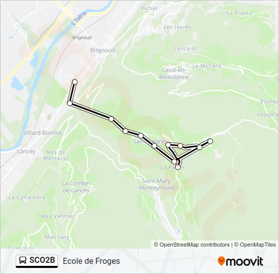 SCO2B Bus Line Map