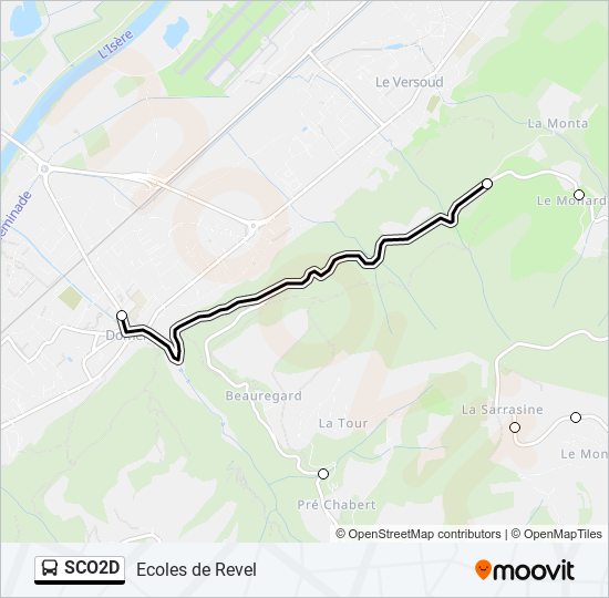 Plan de la ligne SCO2D de bus