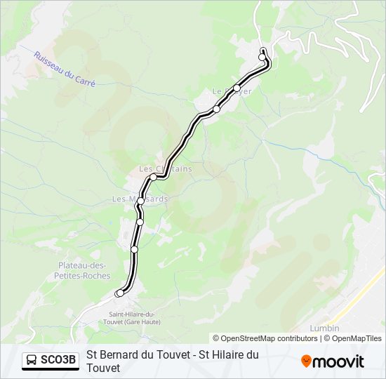 Plan de la ligne SCO3B de bus