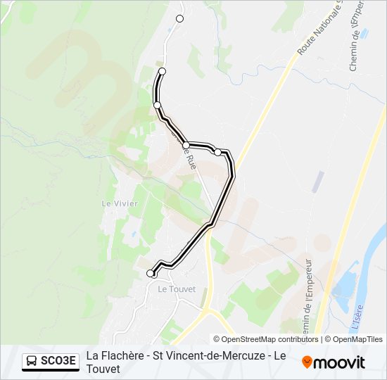 Plan de la ligne SCO3E de bus