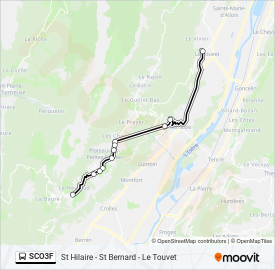 Plan de la ligne SCO3F de bus