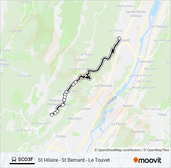 Plan de la ligne SCO3F de bus