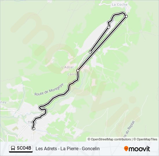 Plan de la ligne SCO4B de bus