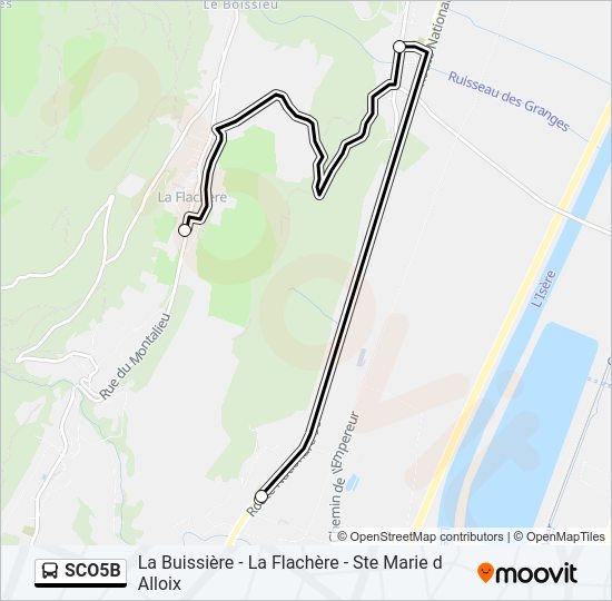 Plan de la ligne SCO5B de bus